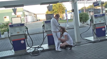 Gas station attendant eating the naughty girl he didn't want