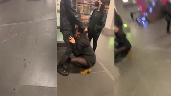 Boquete na estação de metrô num desconhecido enquanto o corno observa