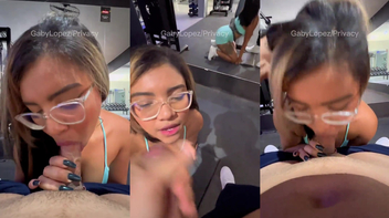 Gaby Lopez na academia fazendo boquete e levando gozada