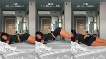 Beca Barreto de quatro rebolando e mostrando o corpo