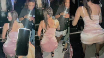 Mc Pipokinha rebolando de saia no meio da balada