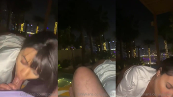 Gi Paes no boquete guloso demais ao ar livre de noite
