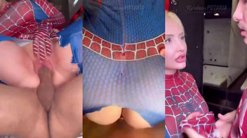 Pornô da Aline Faria transando com cosplay de mulher aranha