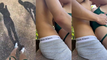 Ana Schultz transando ao ar livre com seu namorado